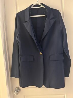Classic Navy Women's Blazer Jacket - Single Button